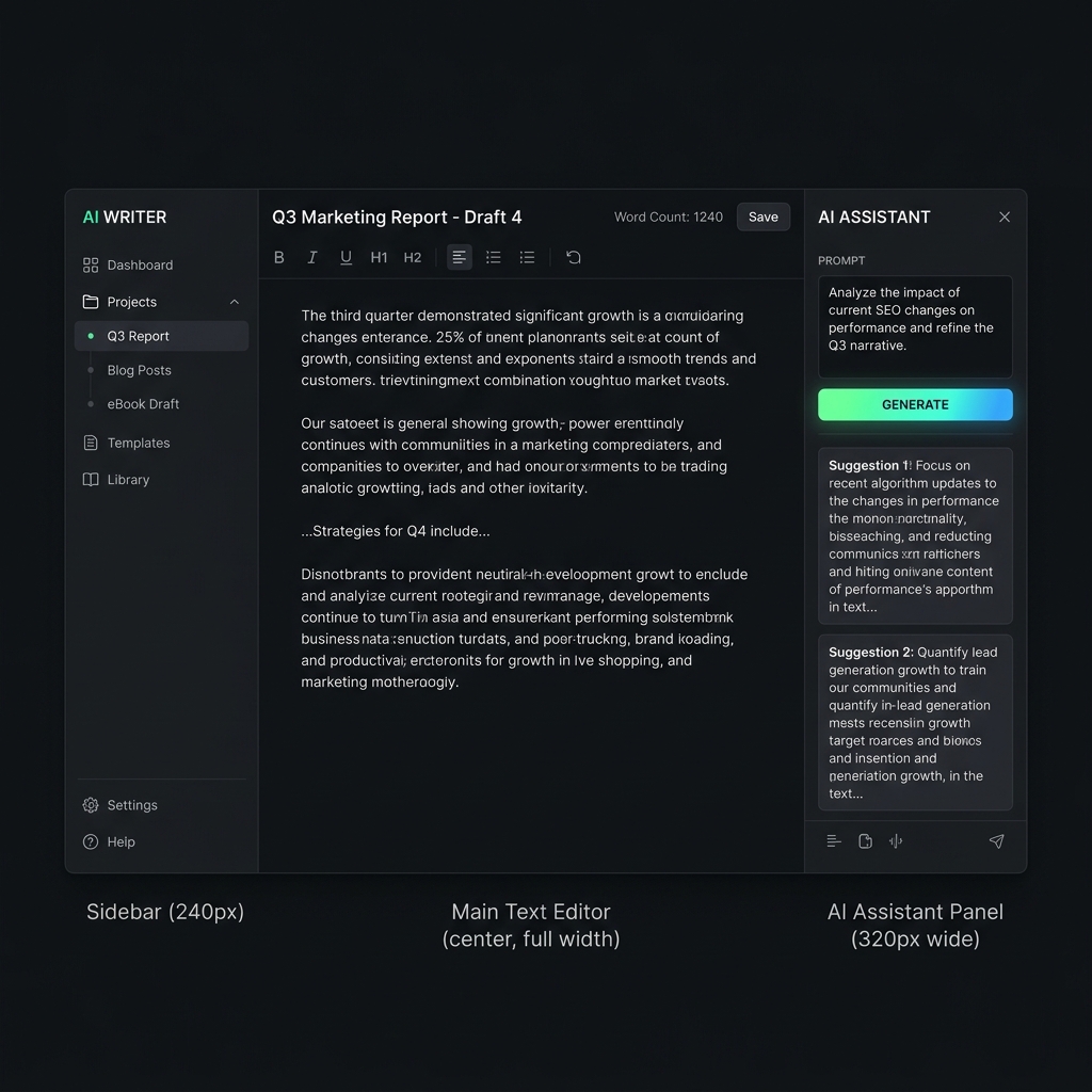 AI Writer Interface Preview
