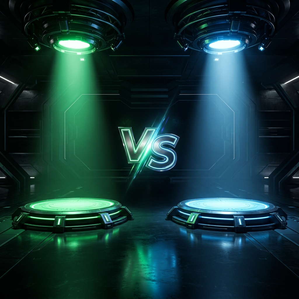 AI tools comparison concept with side-by-side VS layout