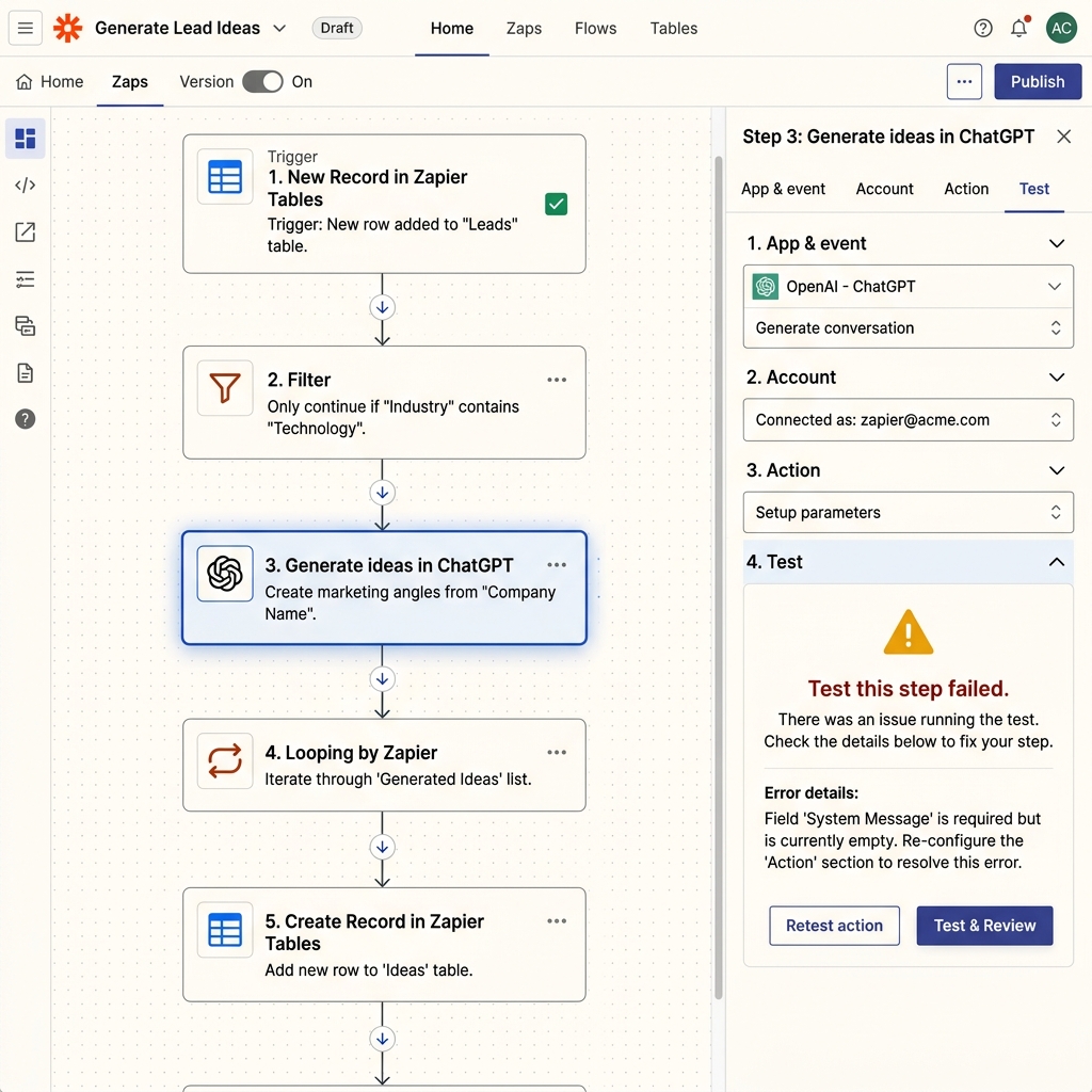 Zapier Workflow Editor